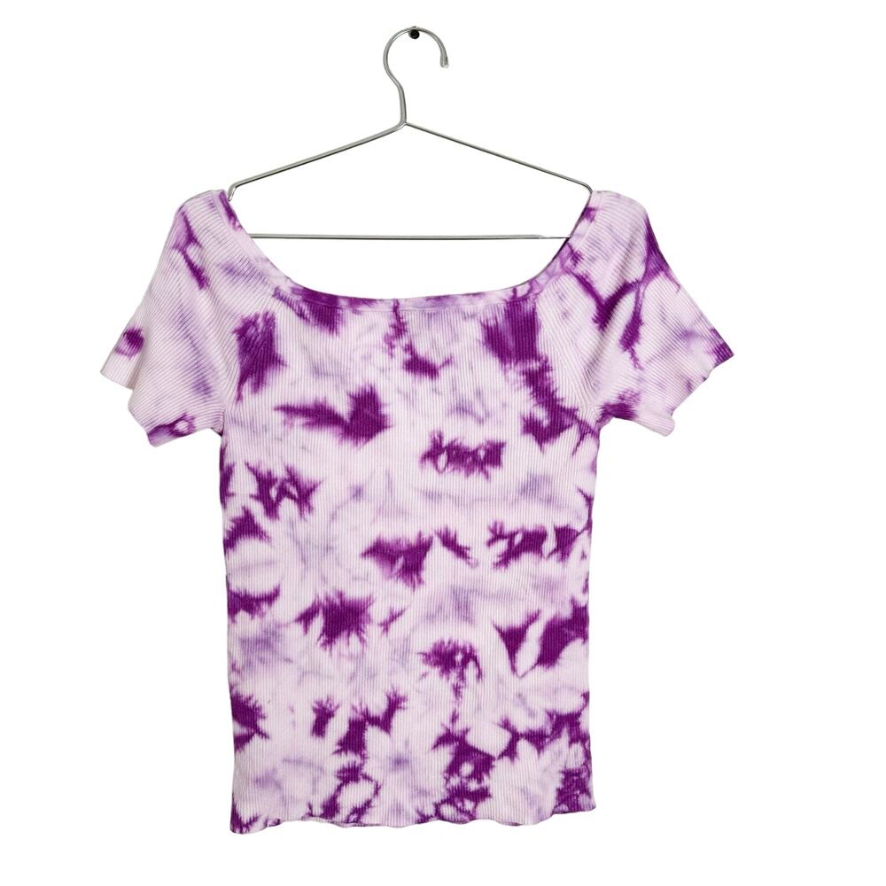 Torrid Pullover Off-Shoulder Short Sleeve Sweater Tie Dye Pink Purple sz 2X - Picture 8 of 8